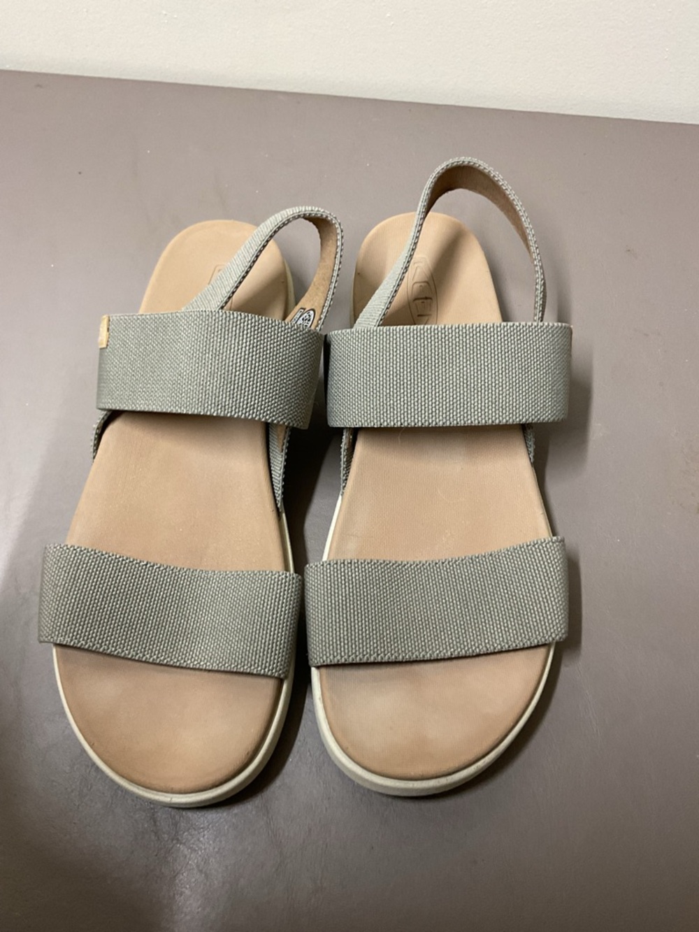 Keen Women's Neutral Tan and Gray Slide Sandals
